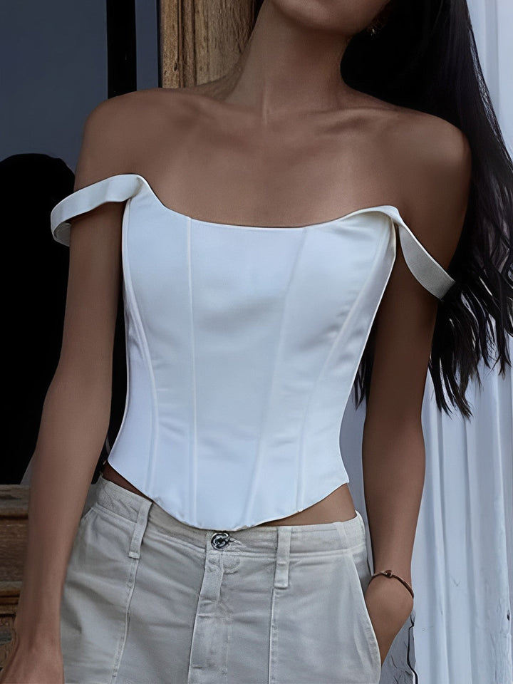 Women's Corset Top White & Lace-Up | Boned