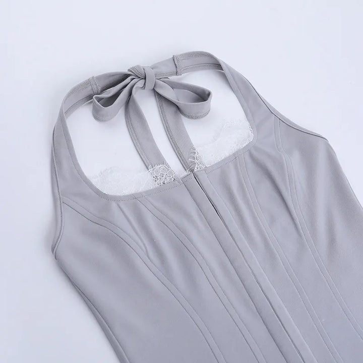 Women's Corset Top with Halter Neck | Lace Trim