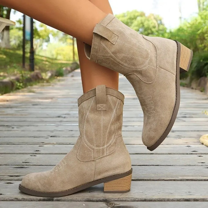 Women's Cowgirl Boots Block Heel | Pull-Tab