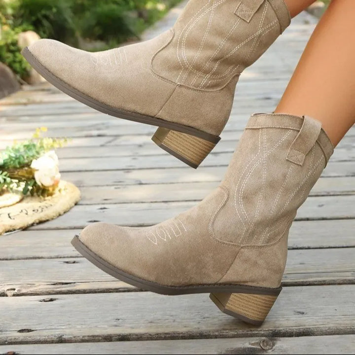 Women's Cowgirl Boots Block Heel | Pull-Tab