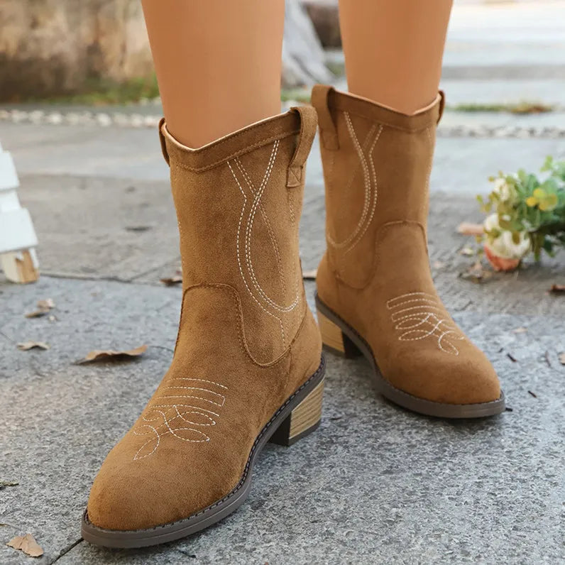 Women's Cowgirl Boots Block Heel | Pull-Tab