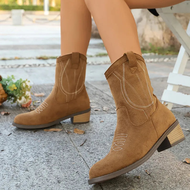 Women's Cowgirl Boots Block Heel | Pull-Tab