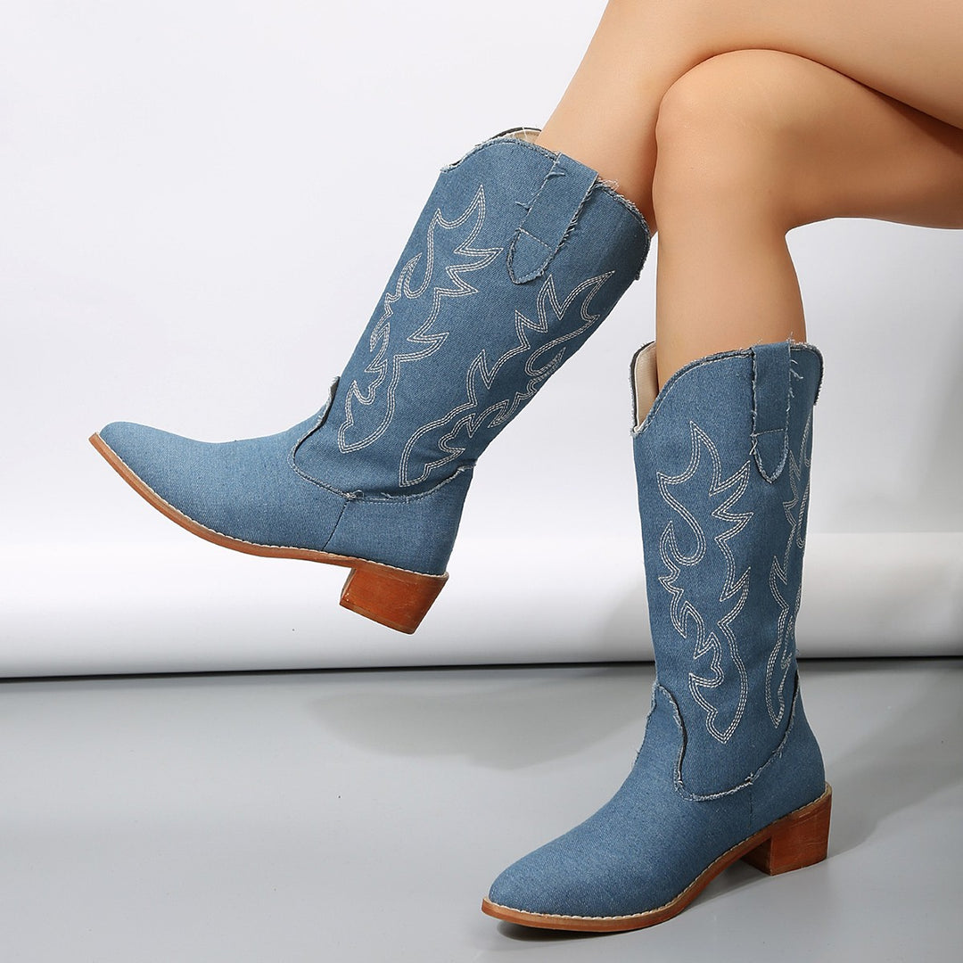 Women's Cowgirl Boots Stitched Flame | Pointed Toe