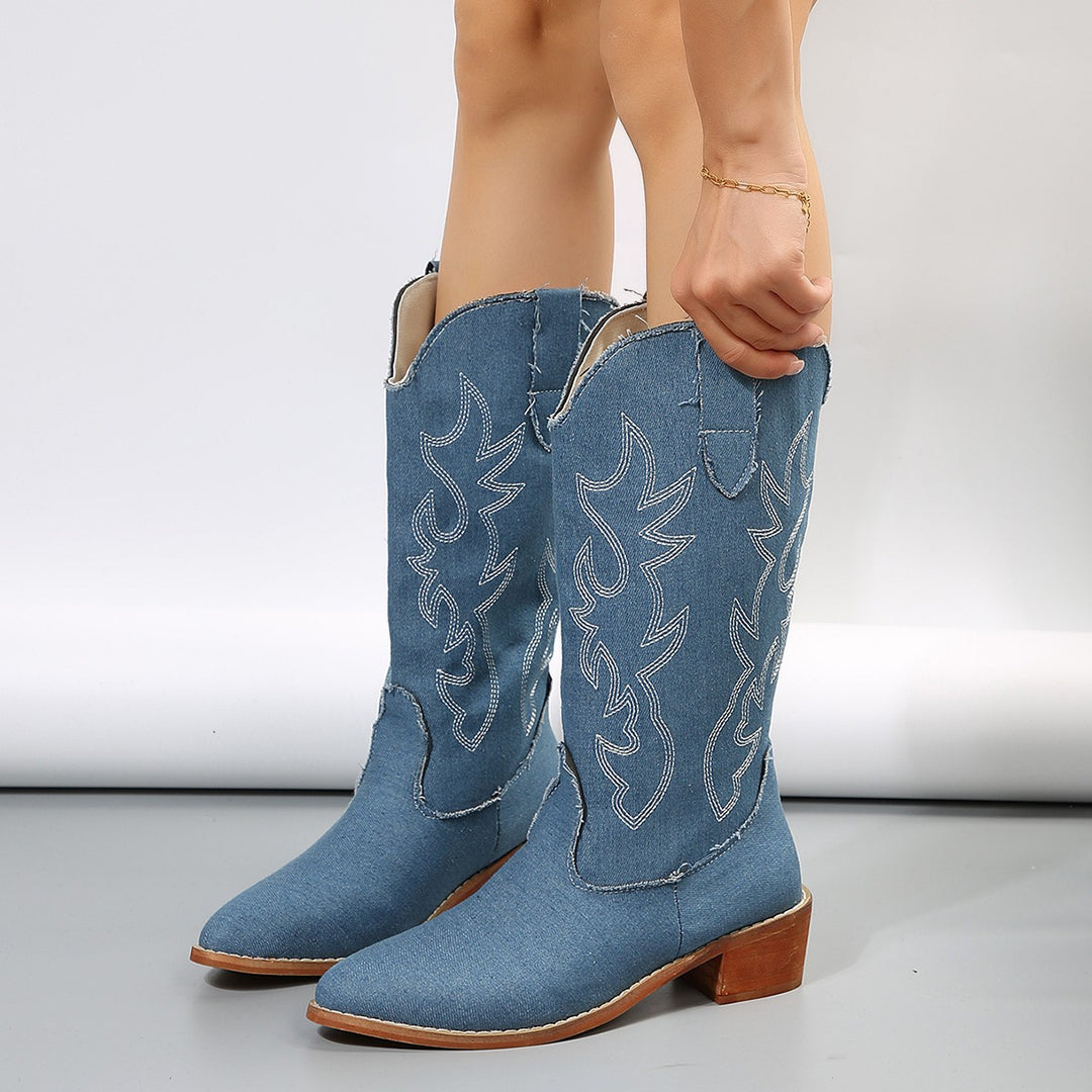 Women's Cowgirl Boots Stitched Flame | Pointed Toe