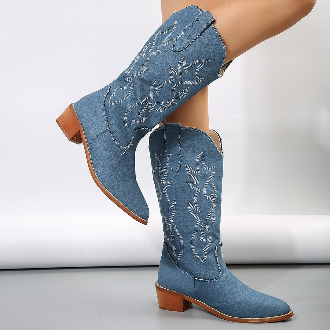 Women's Cowgirl Boots Stitched Flame | Pointed Toe
