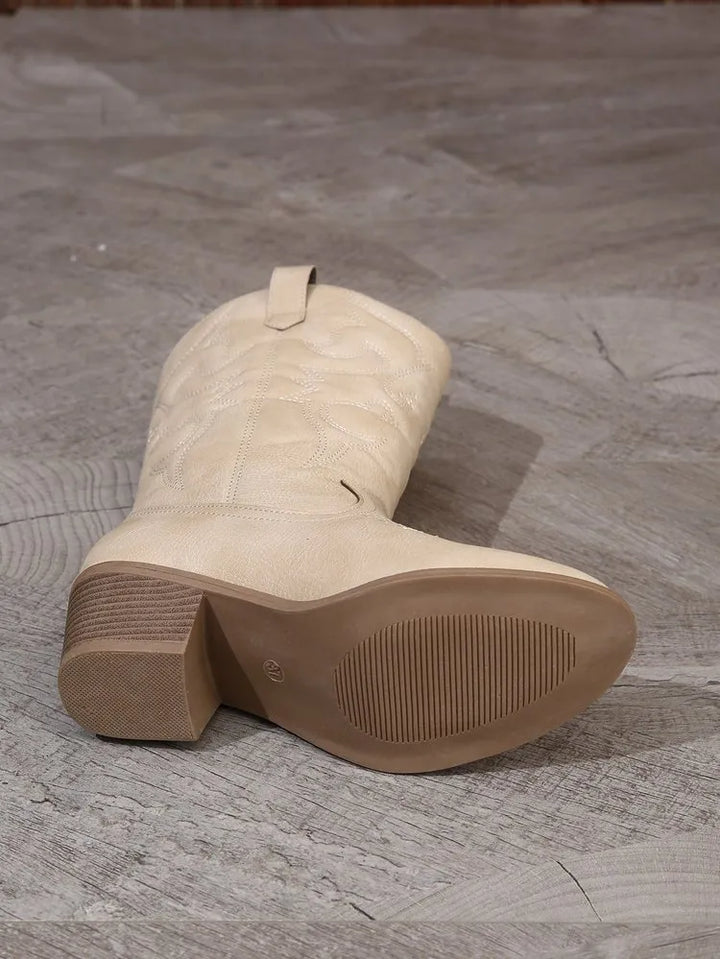 Women's Cowgirl Boots with Block Heel | Stitched Shaft