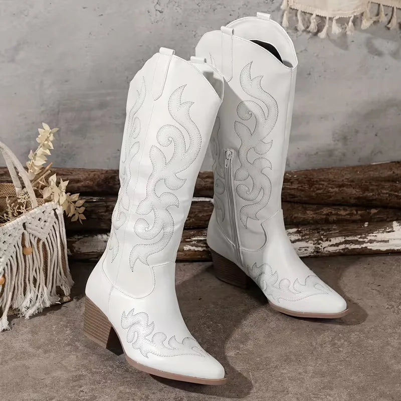 Women's Cowgirl Boots with Embroidery | Block Heel