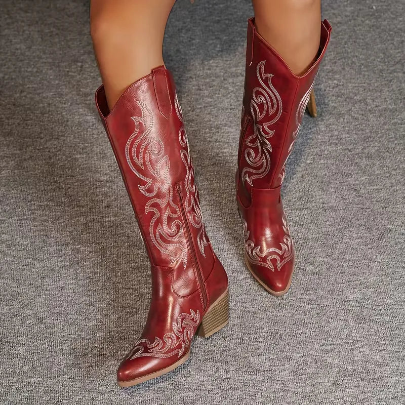 Women's Cowgirl Boots with Embroidery | Block Heel