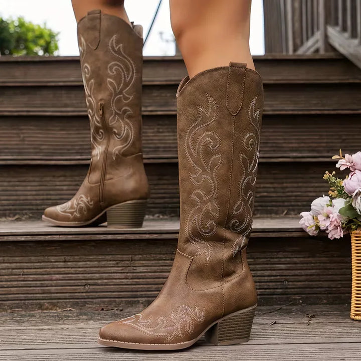 Women's Cowgirl Boots with Embroidery | Block Heel
