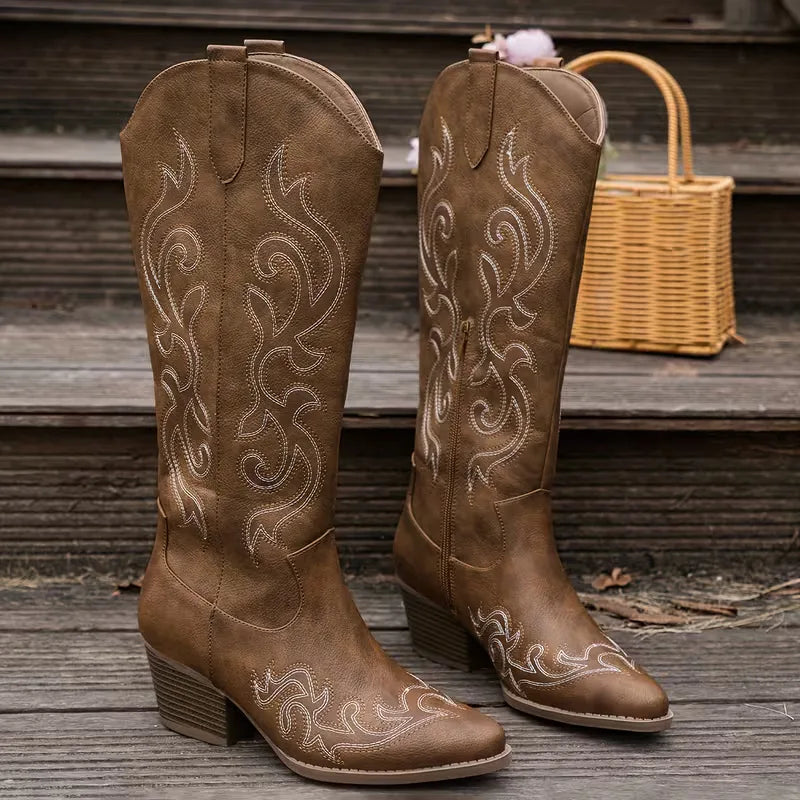 Women's Cowgirl Boots with Embroidery | Block Heel