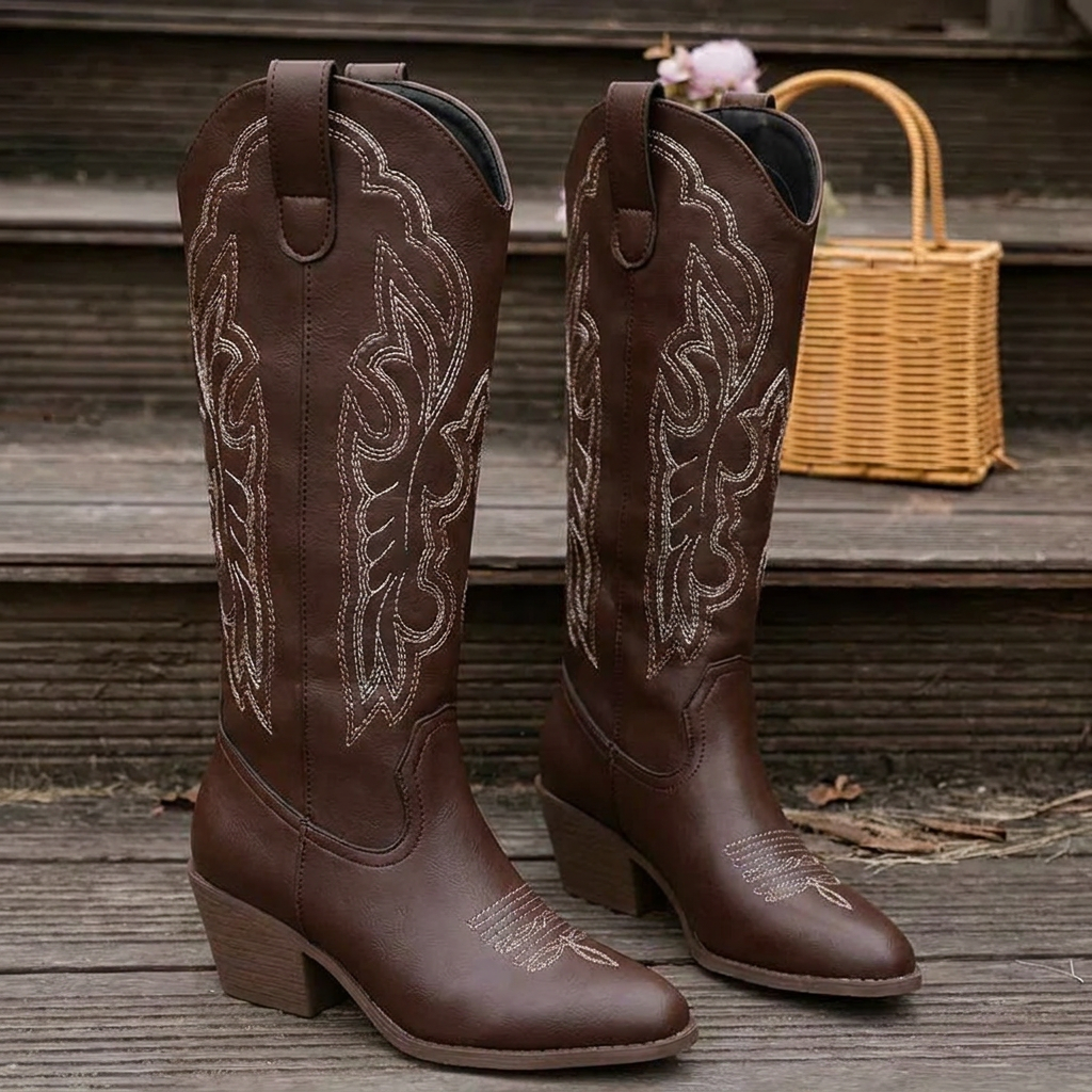 Women's Cowgirl Boots with Embroidery | Block Heel