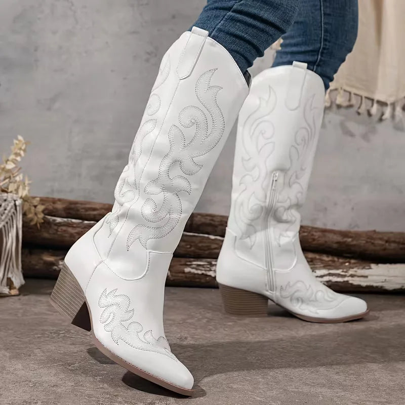 Women's Cowgirl Boots with Embroidery | Block Heel
