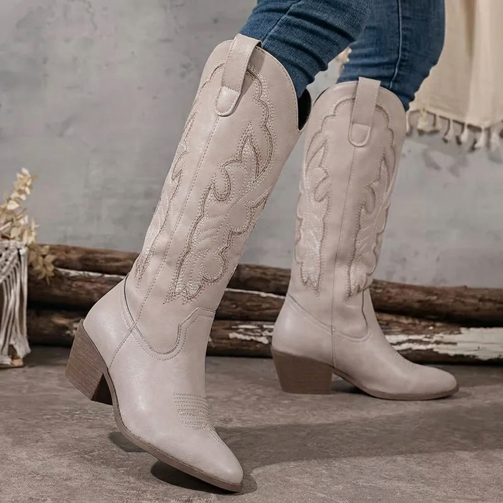 Women's Cowgirl Boots with Embroidery | Block Heel