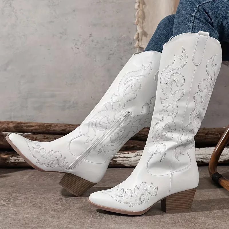 Women's Cowgirl Boots with Embroidery | Block Heel
