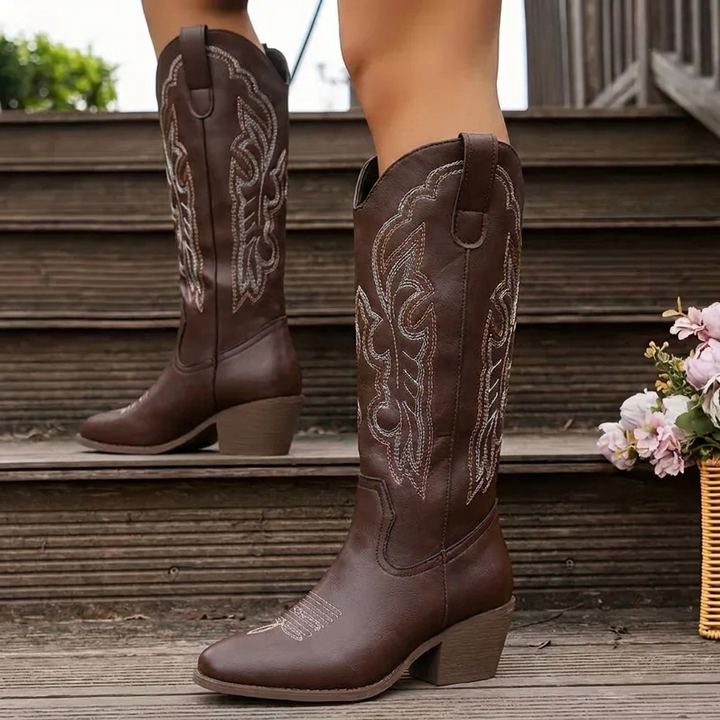 Women's Cowgirl Boots with Embroidery | Block Heel