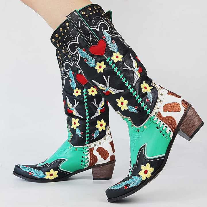 Women's Cowgirl Boots with Embroidery | Mid Calf