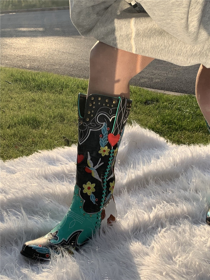 Women's Cowgirl Boots with Embroidery | Mid Calf