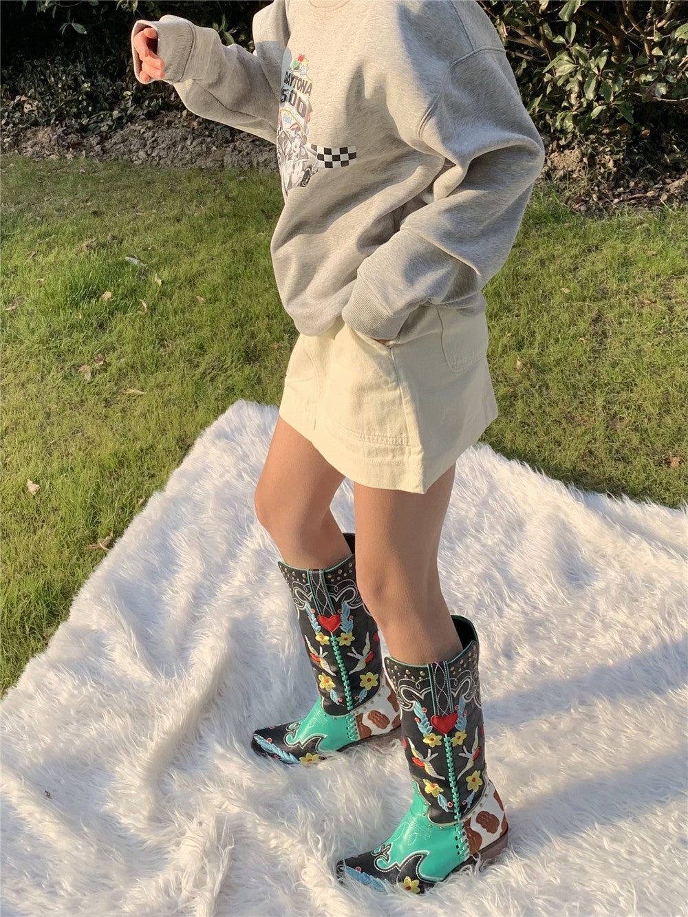 Women's Cowgirl Boots with Embroidery | Mid Calf