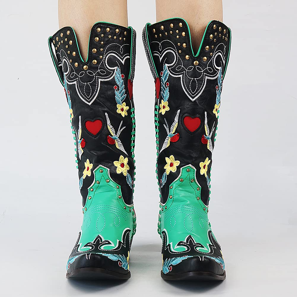 Women's Cowgirl Boots with Embroidery | Mid Calf