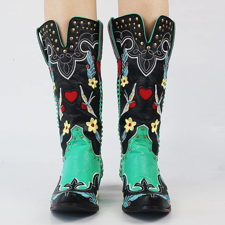Women's Cowgirl Boots with Embroidery | Mid Calf