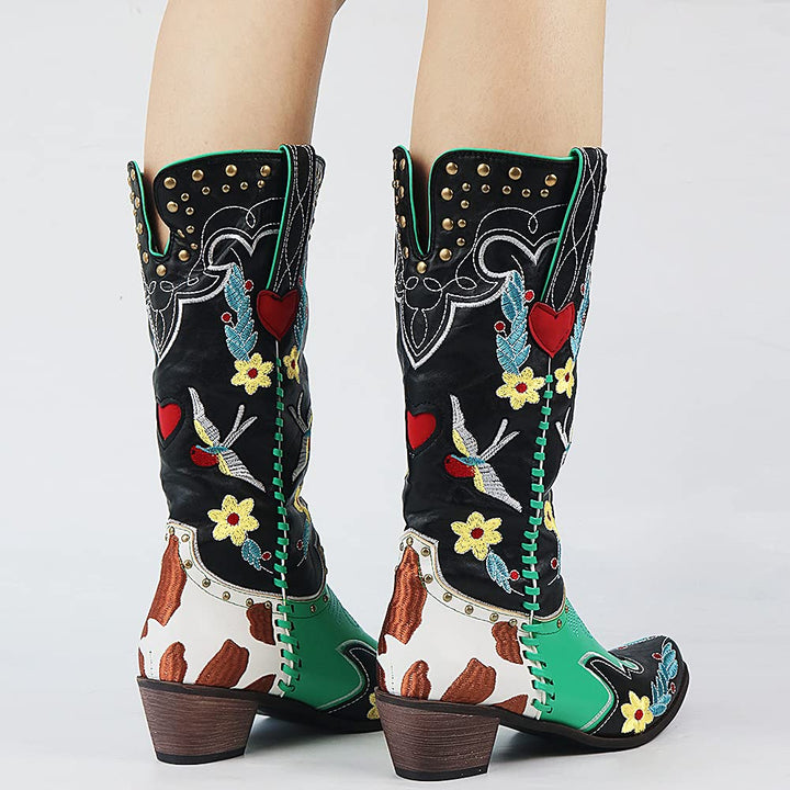 Women's Cowgirl Boots with Embroidery | Mid Calf