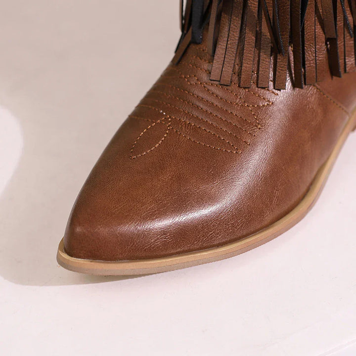 Women's Cowgirl Boots with Fringe & Embroidery | Block Heel