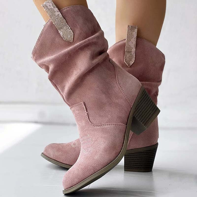 Women's Cowgirl Boots with Slouchy Shaft & Block Heel | Western