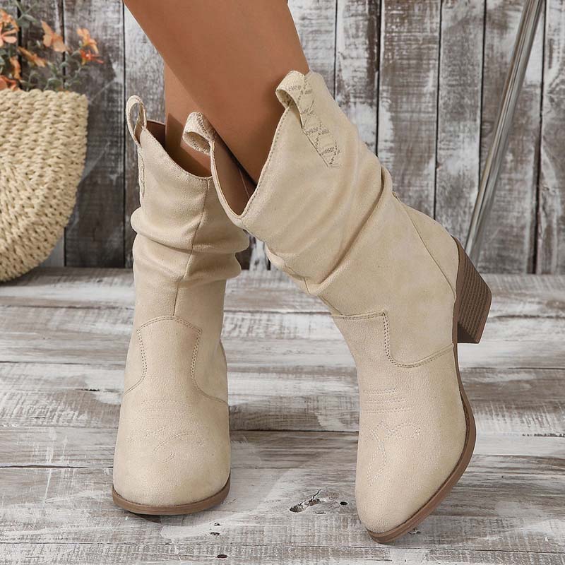 Women's Cowgirl Boots with Slouchy Shaft & Block Heel | Western