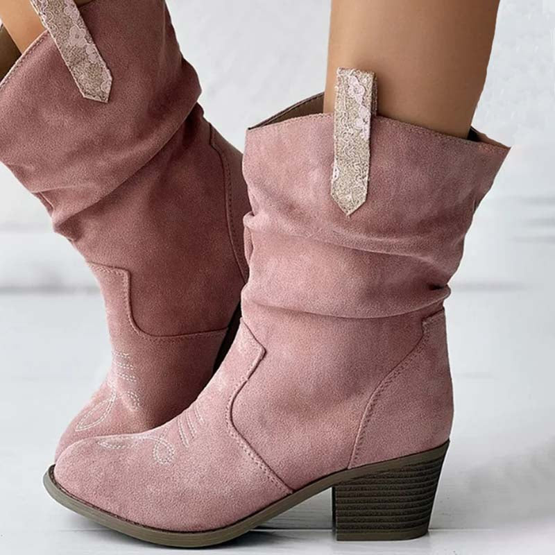 Women's Cowgirl Boots with Slouchy Shaft & Block Heel | Western