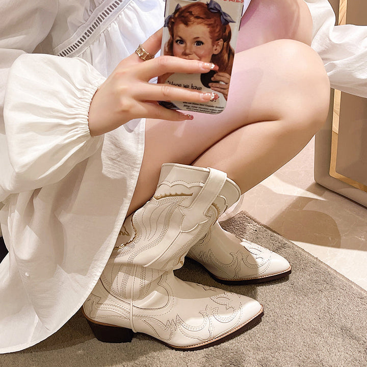 Women's Cowgirl Boots with Stitch Detail & Pointed Toe | Western