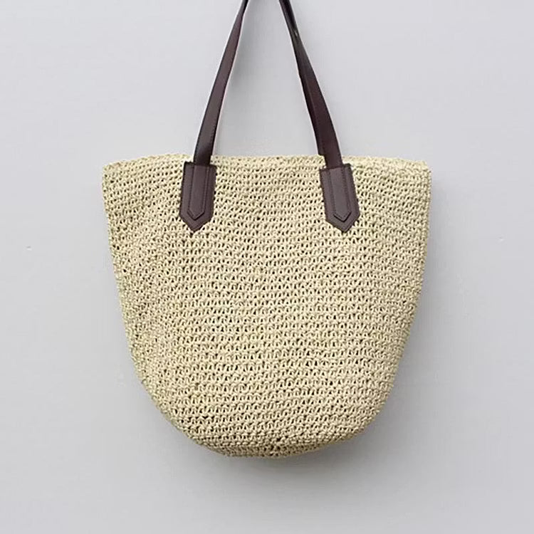 Women's Crochet Straw Beach Bag | Large