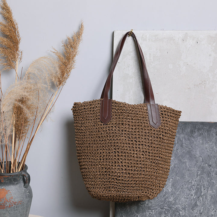 Women's Crochet Straw Beach Bag | Large