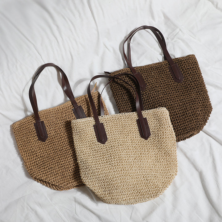 Women's Crochet Straw Beach Bag | Large