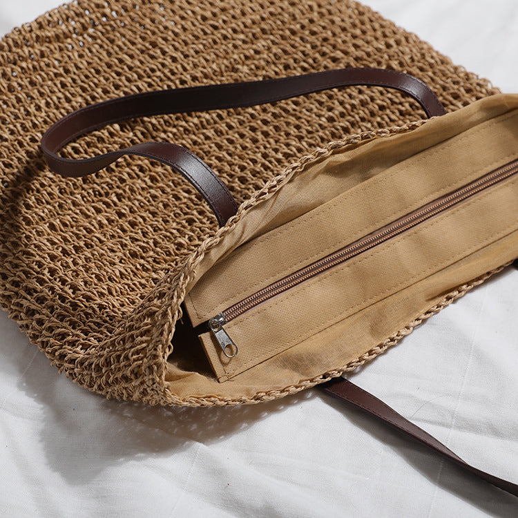 Women's Crochet Straw Beach Bag | Large