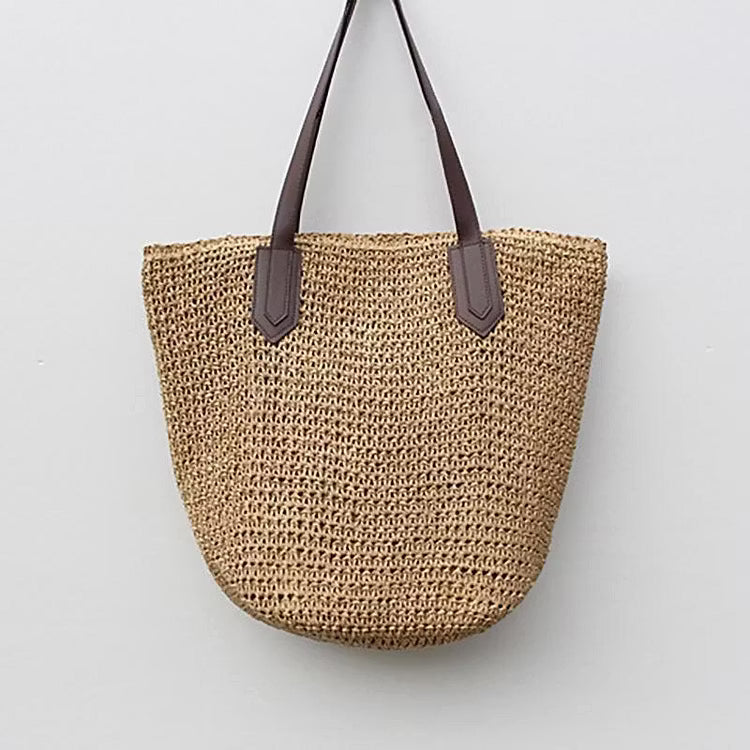 Women's Crochet Straw Beach Bag | Large