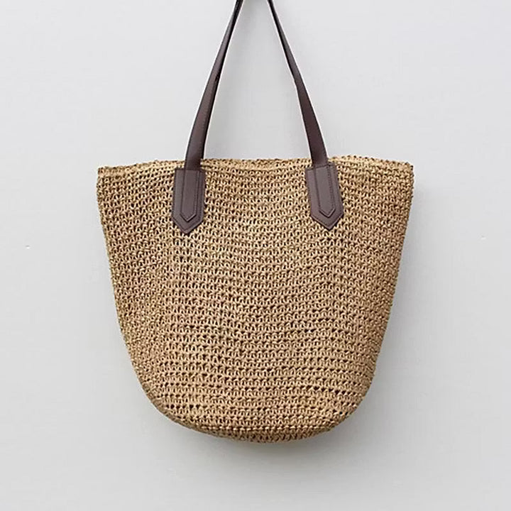 Women's Crochet Straw Beach Bag | Large