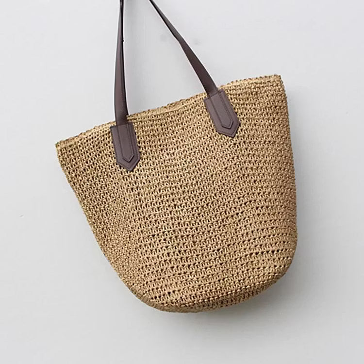 Women's Crochet Straw Beach Bag | Large