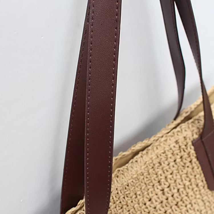 Women's Crochet Straw Beach Bag | Large