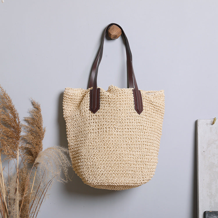 Women's Crochet Straw Beach Bag | Large