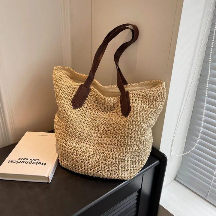 Women's Crochet Straw Beach Bag | Large