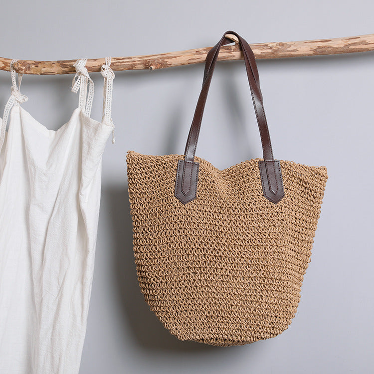 Women's Crochet Straw Beach Bag | Large