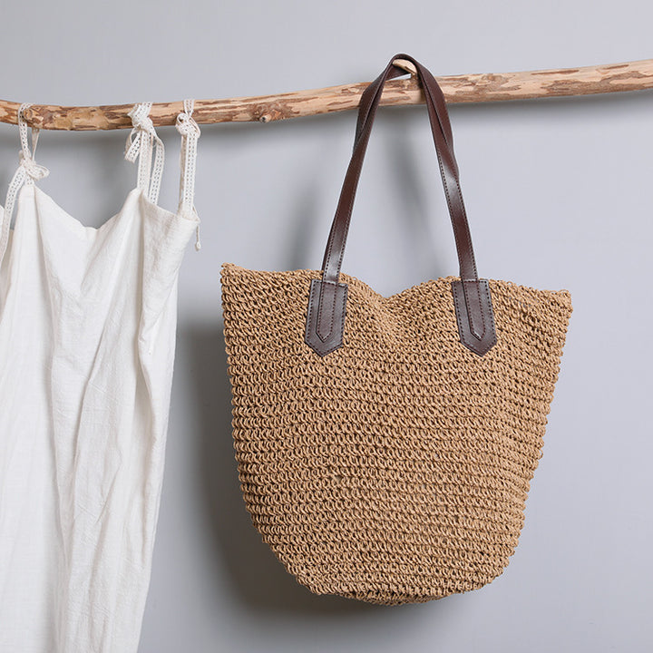 Women's Crochet Straw Beach Bag | Large