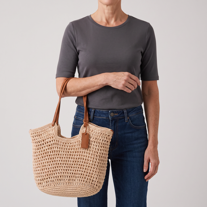 Women's Crochet Tote Bag Woven | Beach Shopper