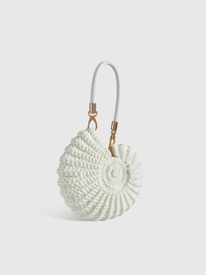 Women's Crocheted Conch-Shaped Handbag | Braided Handle