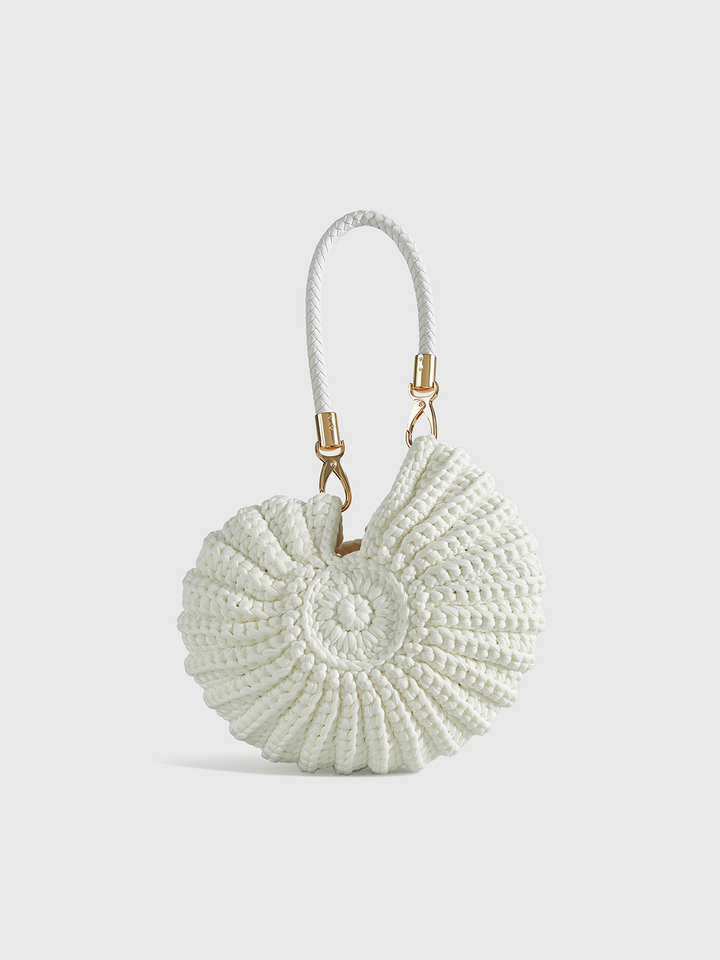 Women's Crocheted Conch-Shaped Handbag | Braided Handle
