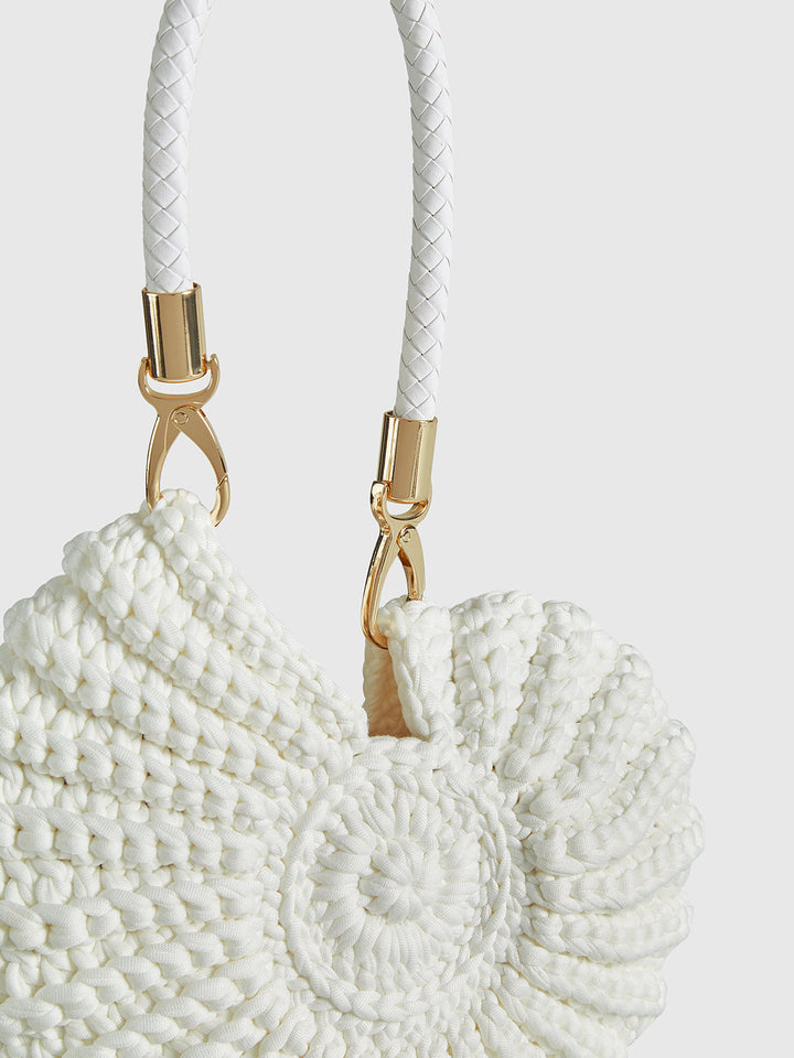 Women's Crocheted Conch-Shaped Handbag | Braided Handle