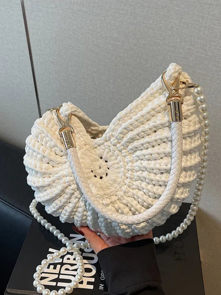 Women's Crocheted Conch-Shaped Handbag | Braided Handle