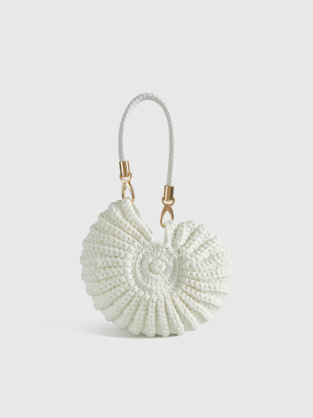 Women's Crocheted Conch-Shaped Handbag | Braided Handle