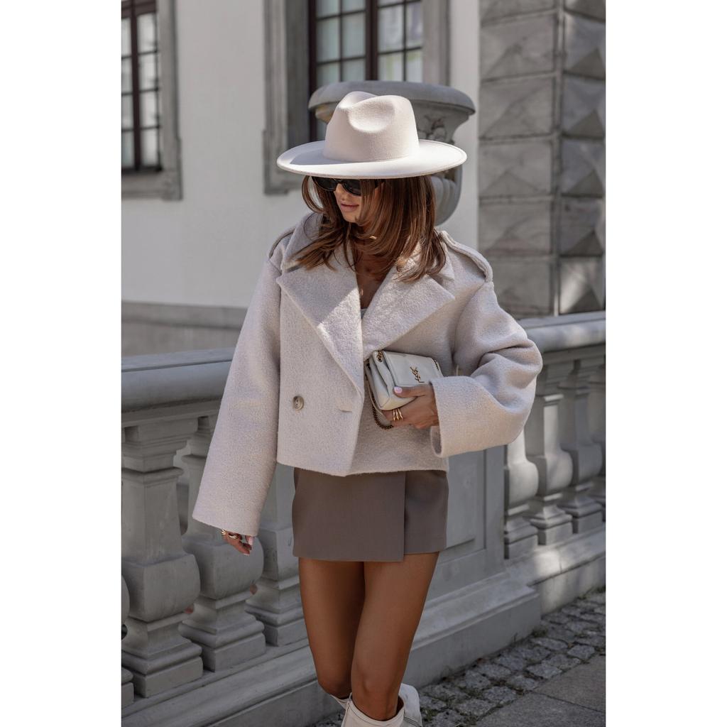Women's Cropped Blazer with Double Breasted & Wide Lapel | Boxy Short