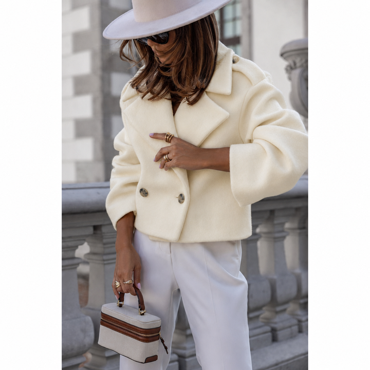 Women's Cropped Blazer with Double Breasted & Wide Lapel | Boxy Short